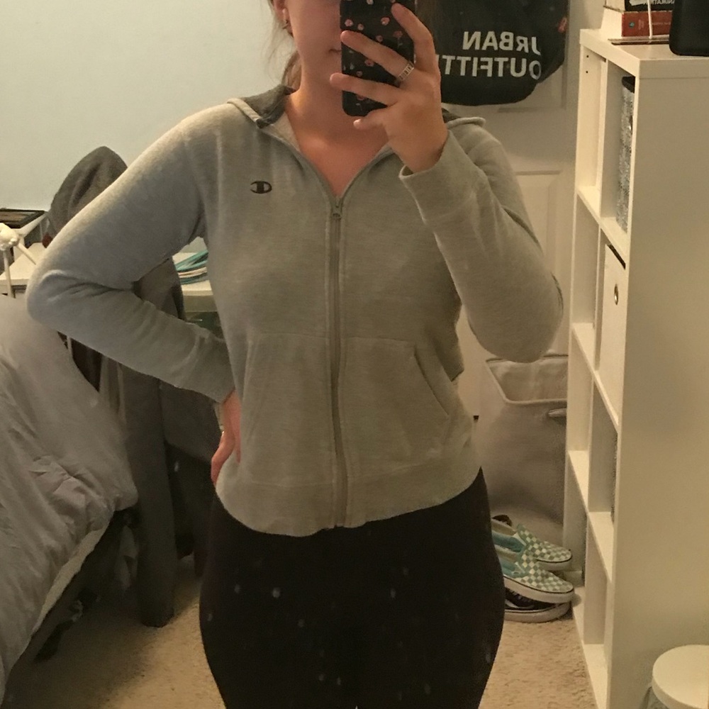Light Grey Champion Zip Up Hoodie